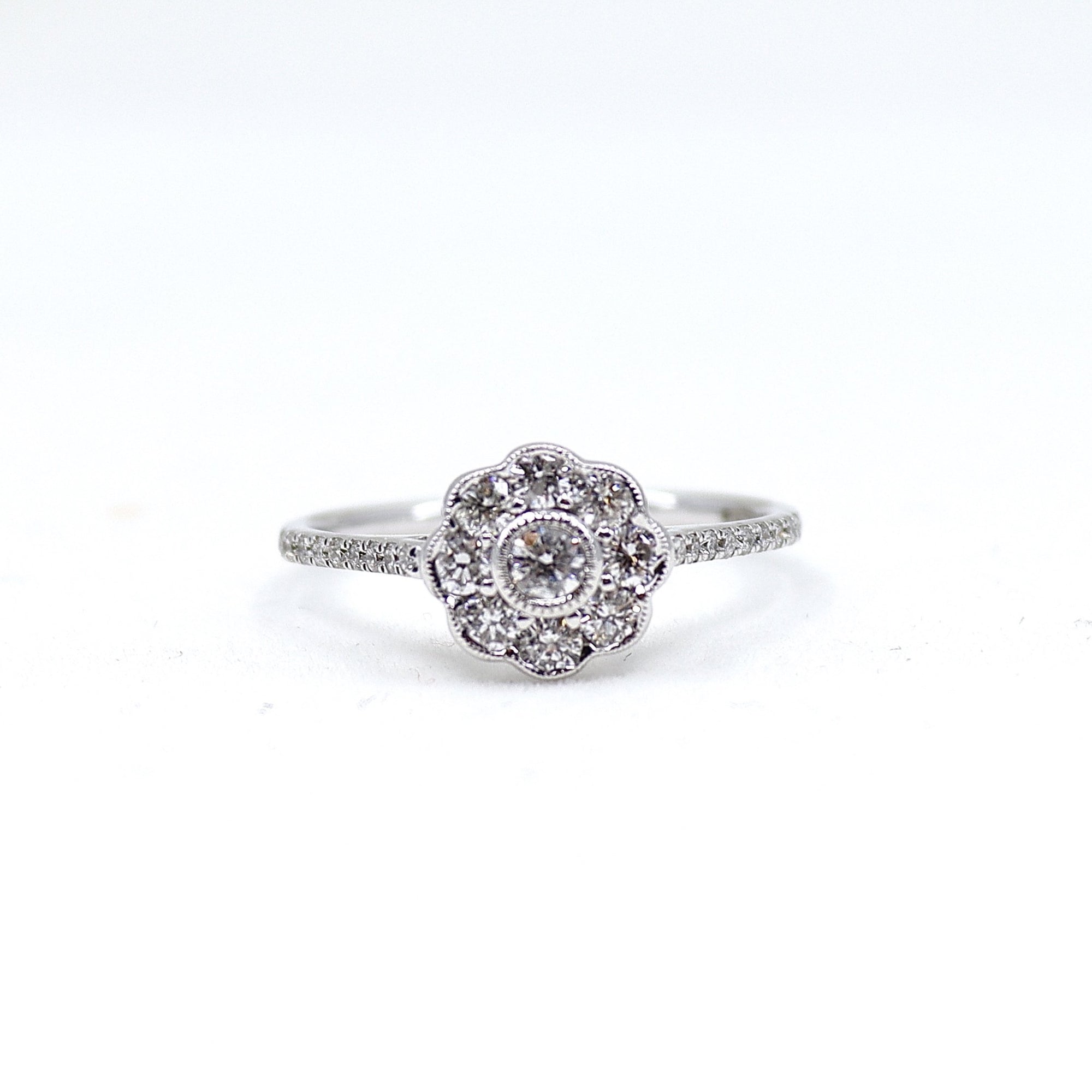 Boutique diamond ring in white gold