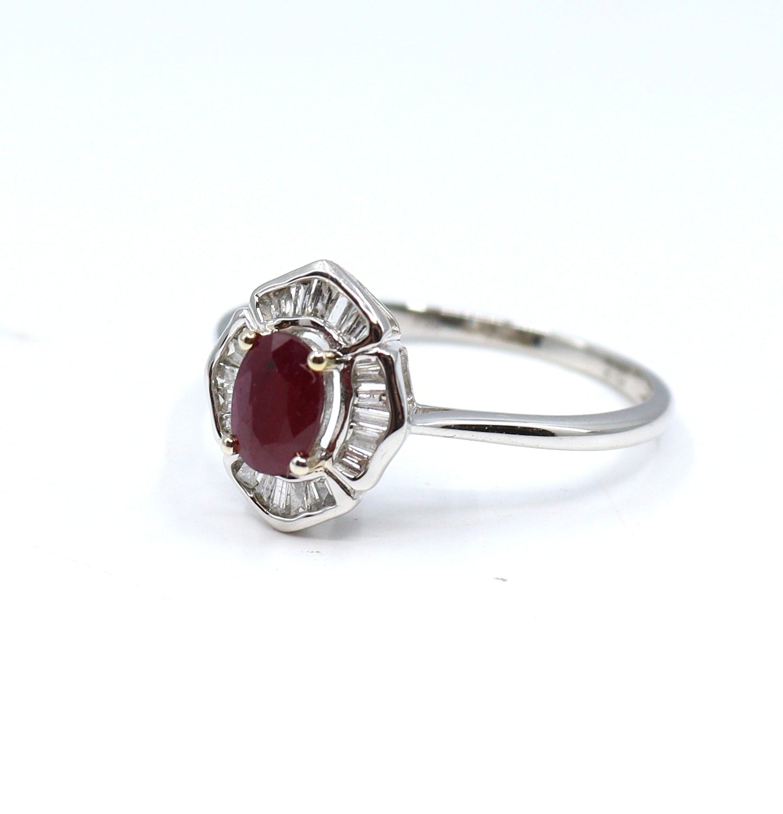 Ruby and Diamond Cluster ring