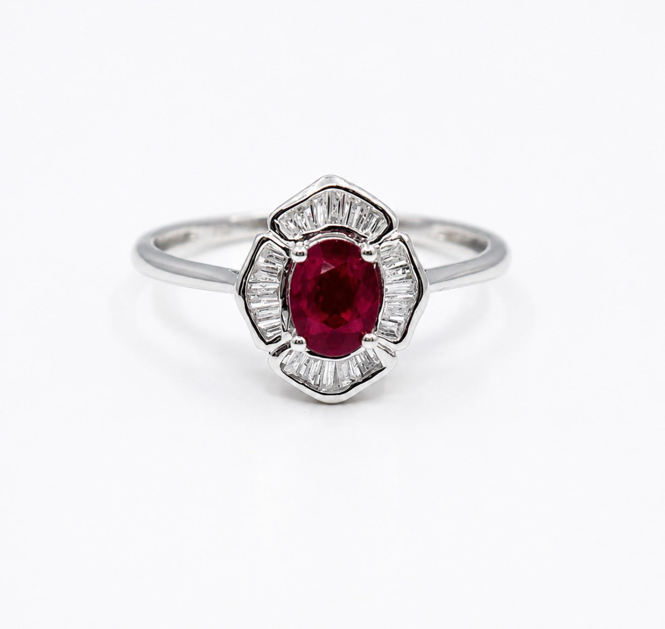 Ruby and Diamond Cluster ring