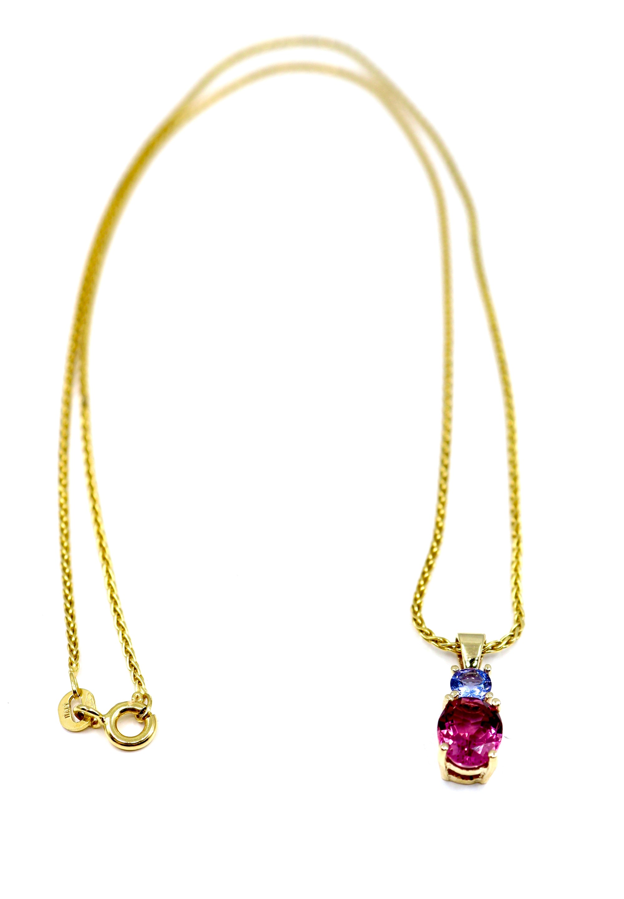 Tanzanite and Pink Tourmaline Necklace