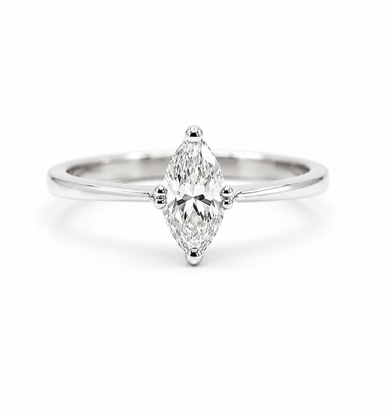 Handmade Platinum 0.62ct Marquise Cut Diamond Solitaire Engagement Ring