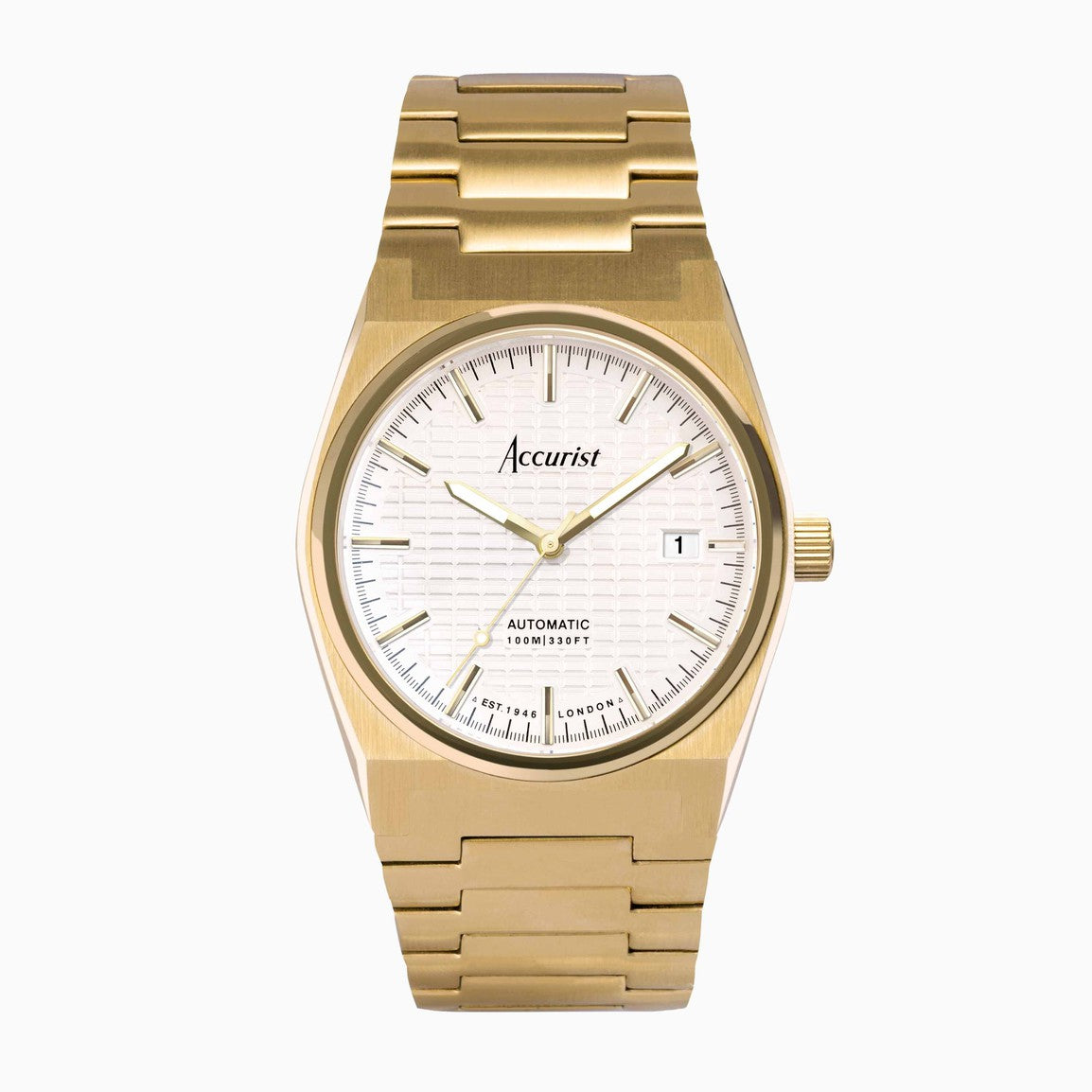 Accurist Origin Automatic Men’s Watch | Gold Stainless Steel Case &amp; Bracelet with White Dial | 41mm