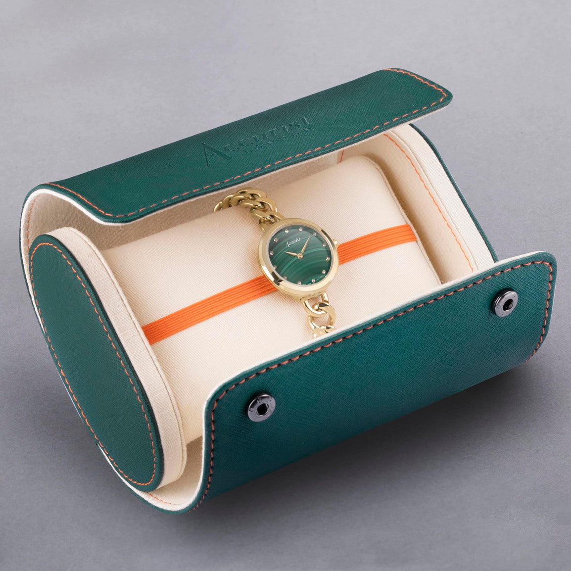 Accurist Jewellery Ladies Watch | Gold Case & Stainless Steel Bracelet with Green Malachite Dial | 28mm