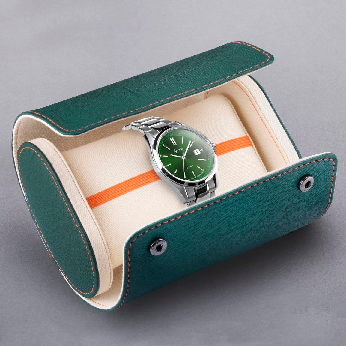 Accurist Everyday Unisex Watch | Silver Case &amp; Stainless Steel Bracelet With Forest Green Dial | 36mm