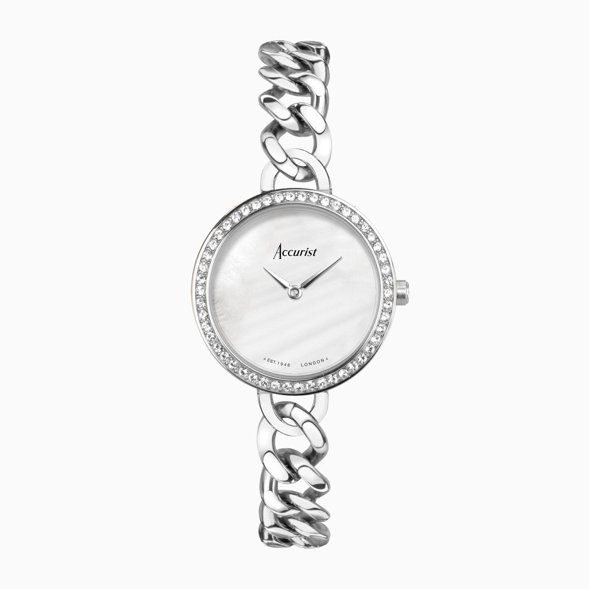 Accurist Jewellery Ladies Watch | Silver Case &amp; Stainless Steel Bracelet with White Dial | 28mm