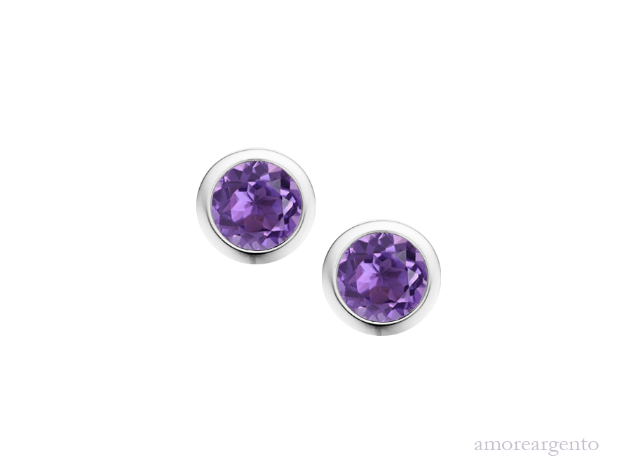 February Birthstone Amethyst Orbit Earrings 