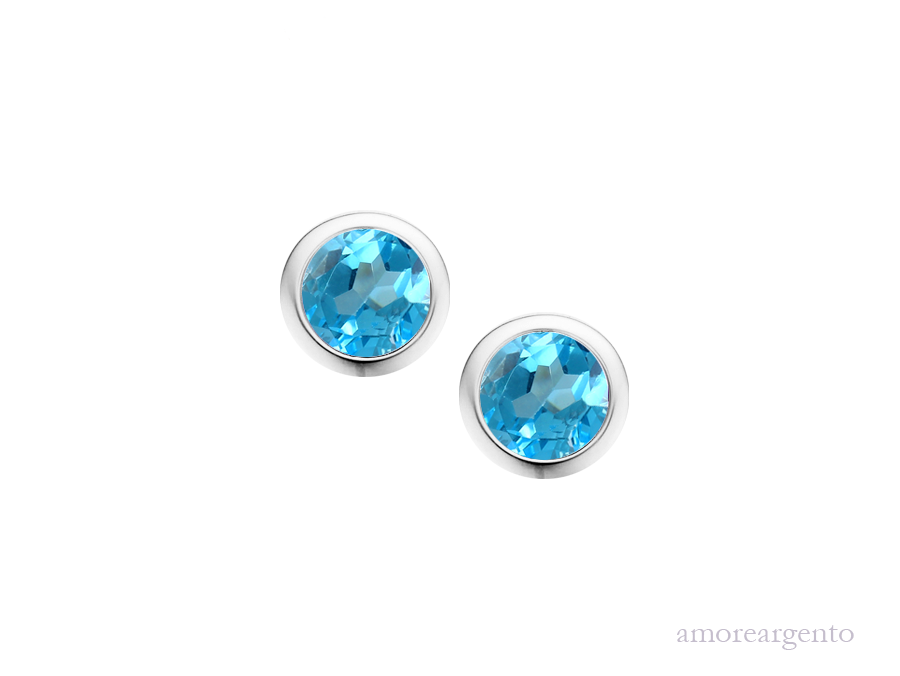 December Birthstone Blue Topaz Orbit Earrings 