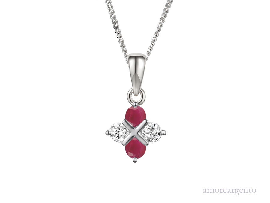 Serenity Cubic Zirconia &amp; Ruby Necklace 