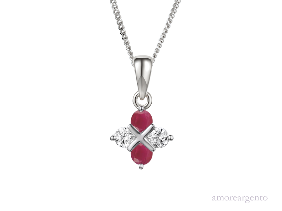 Serenity Cubic Zirconia & Ruby Necklace 