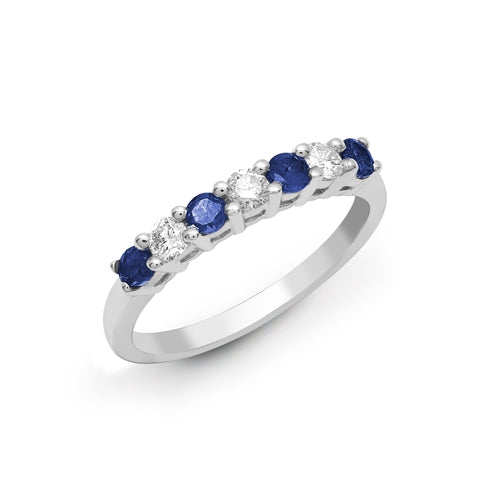 Sapphire and diamond eternity ring in white gold