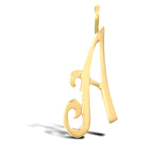 Script style initial pendant in gold