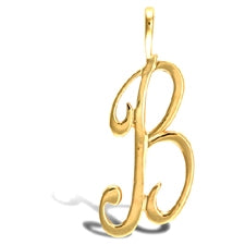 Script style initial pendant in gold