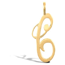 Script style initial pendant in gold