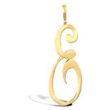 Script style initial pendant in gold