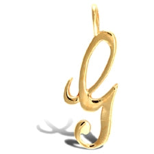 Script style initial pendant in gold