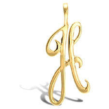 Script style initial pendant in gold