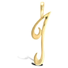 Script style initial pendant in gold
