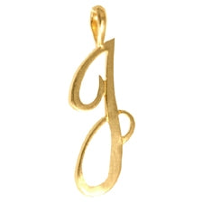 Script style initial pendant in gold