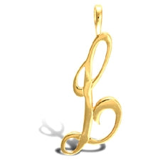 Script style initial pendant in gold