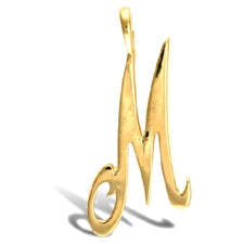 Script style initial pendant in gold