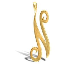Script style initial pendant in gold