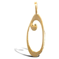 Script style initial pendant in gold