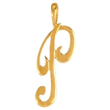 Script style initial pendant in gold