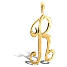 Script style initial pendant in gold