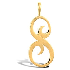 Script style initial pendant in gold