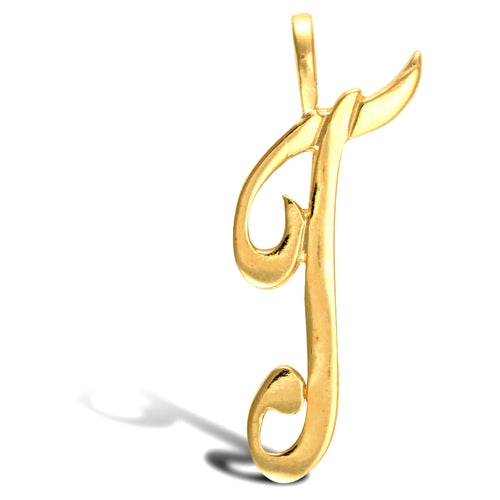 Script style initial pendant in gold