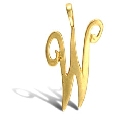 Script style initial pendant in gold