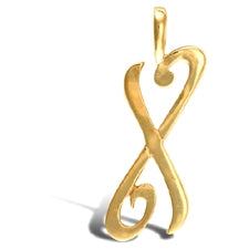 Script style initial pendant in gold