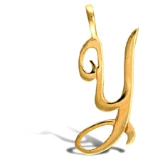 Script style initial pendant in gold