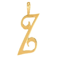 Script style initial pendant in gold