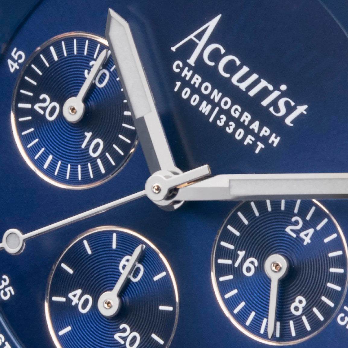 Accurist Origin Men&#39;s Chronograph Watch | Silver Case &amp; Stainless Steel Bracelet with Royal Blue Dial | 41mm