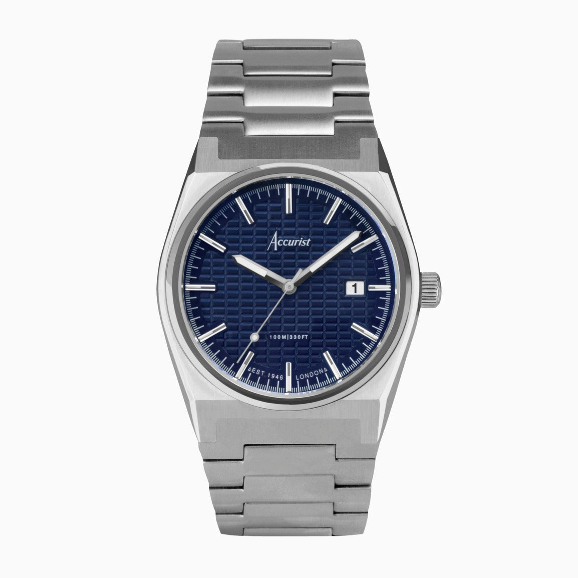 Accurist Origin Men&#39;s Watch | Silver Case &amp; Stainless Steel Bracelet with Royal Blue Dial | 41mm