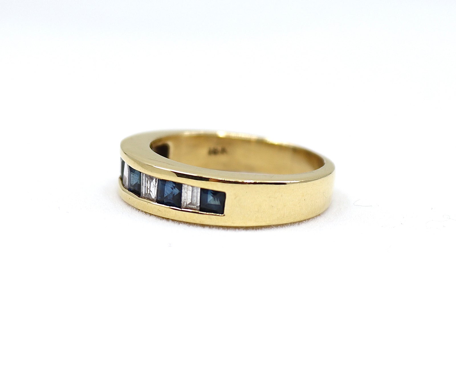 Gold sapphire and diamond band