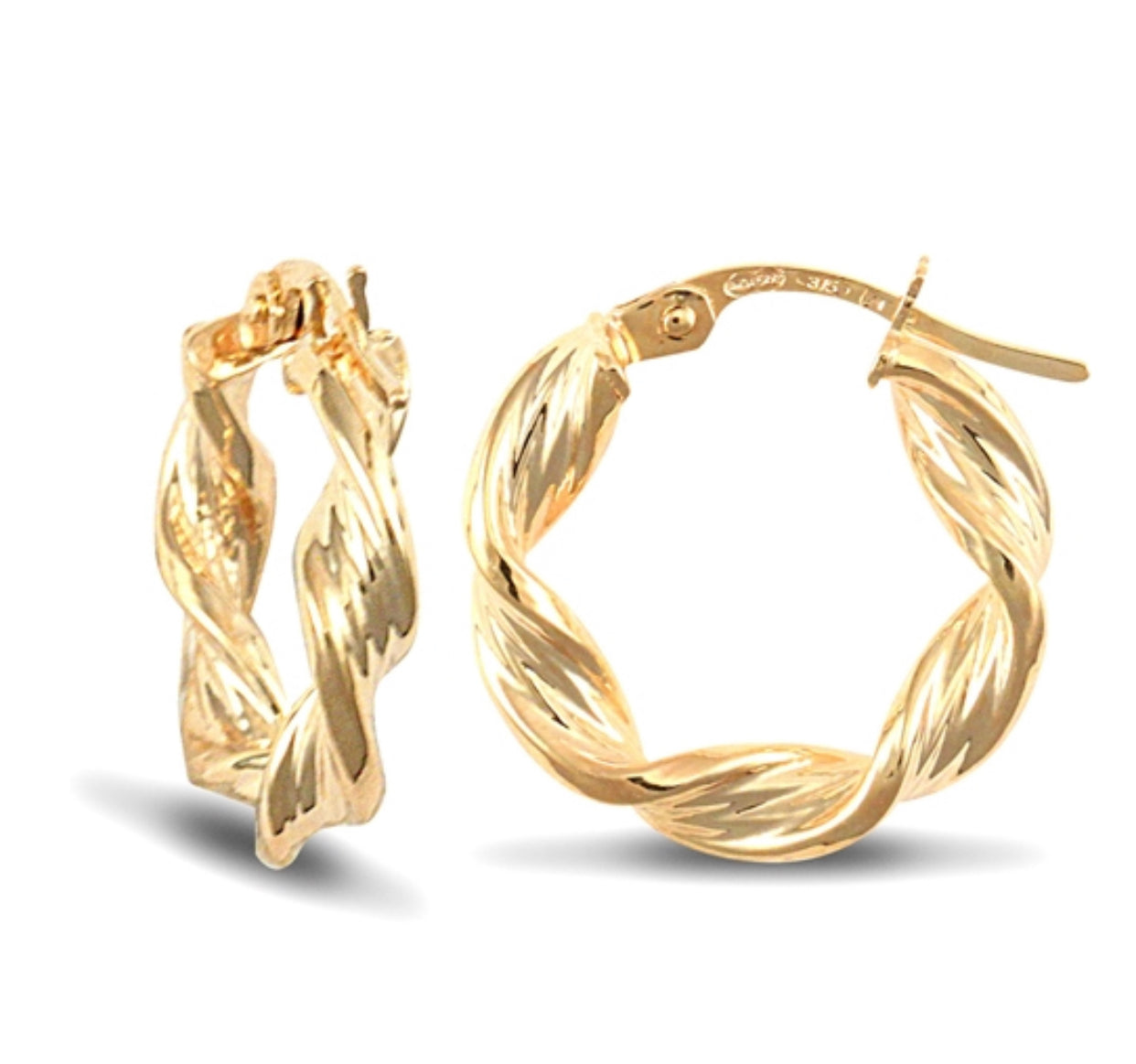 Yellow gold twist earrings 2.3g