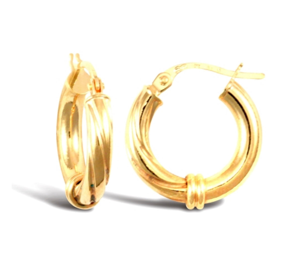 Yellow gold half twist hoop earrings 1.2g