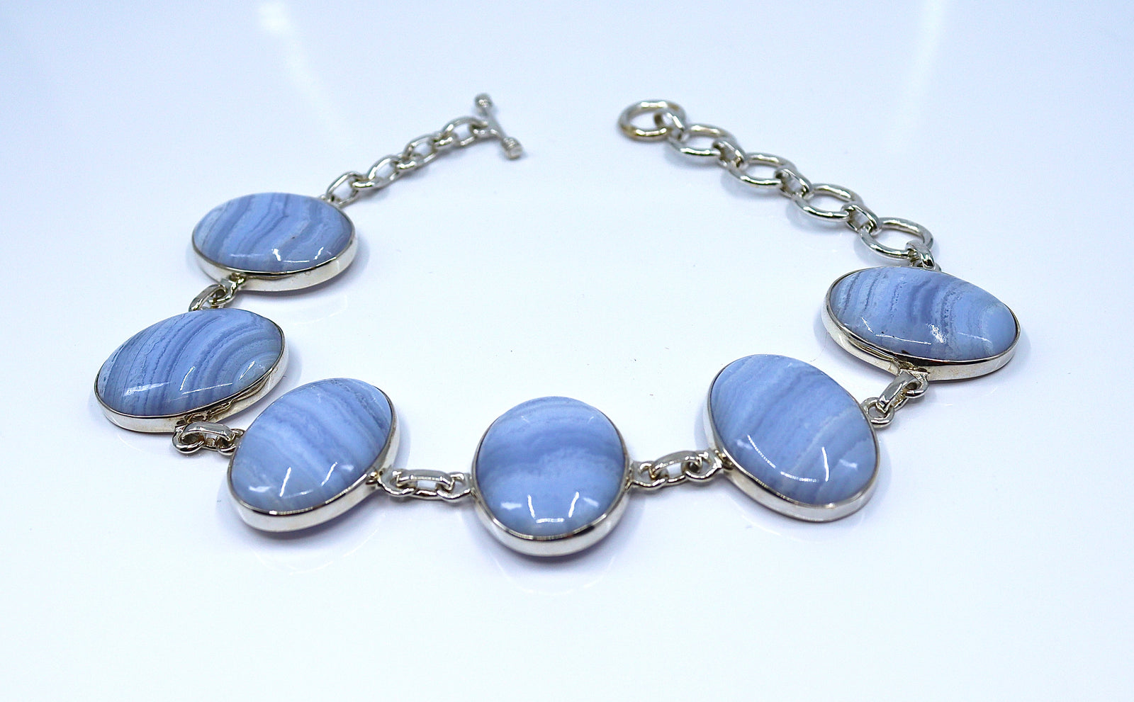Six stone banded agate bracelet
